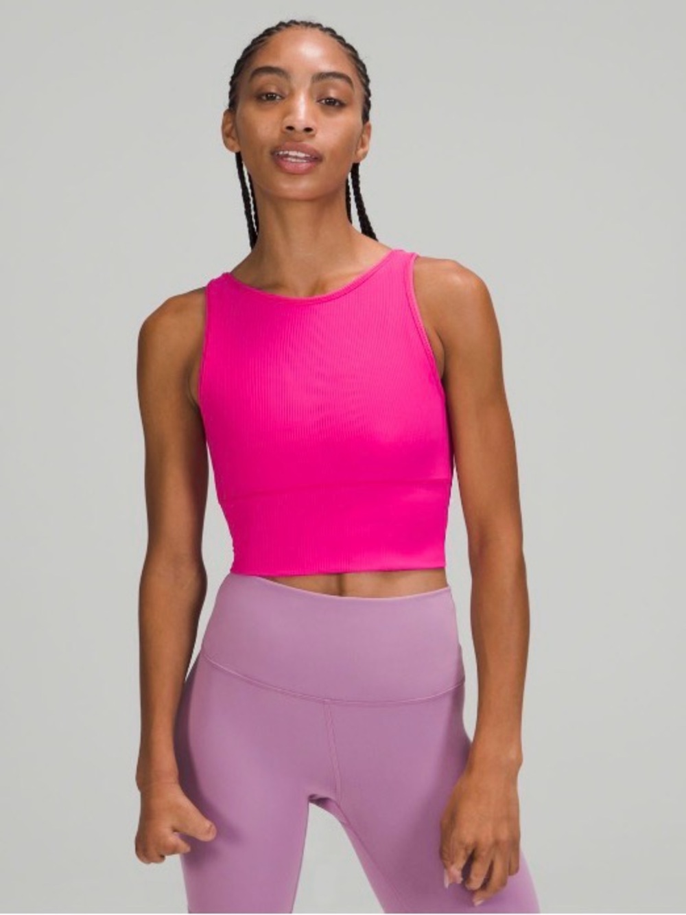 Ribbed Hot Pink Reversible Crop Tank Top